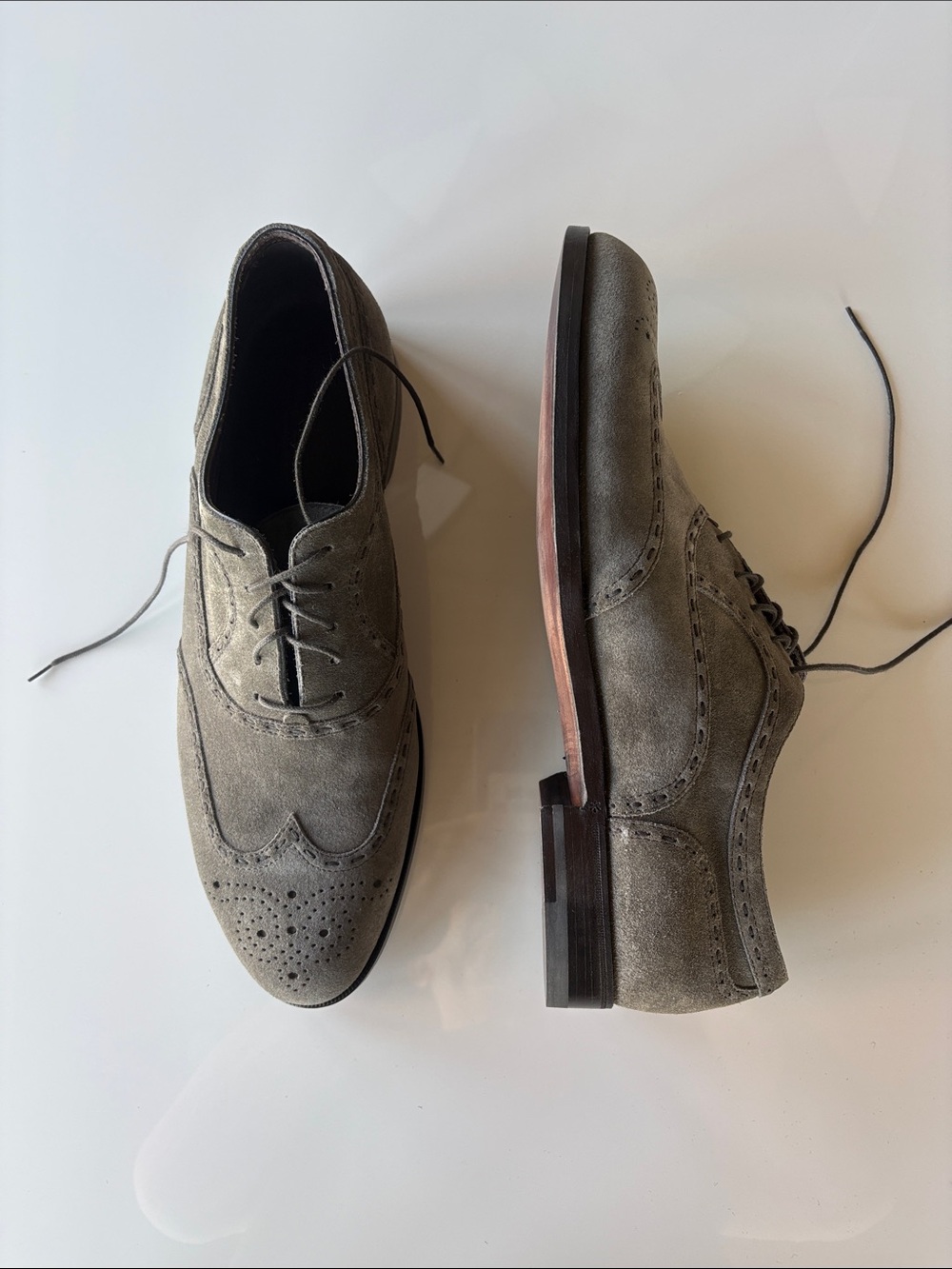 Men's Bottega Veneta Suede Wingtip Oxfords in Gray